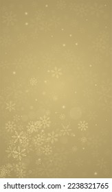 Fondo dorado del vector de nieve dorada. mágico Snowflake Transparente. Fondo de caída plateado. Tarjeta de nieve de Navidad.