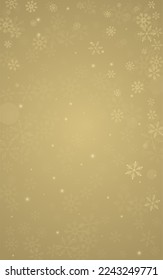 Gold Snow Vector Golden Background. Winter Snowfall Illustration. Gray magic Design. Fantasy Snowflake Backdrop.