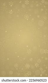 Gold Snowfall Vector Golden Background. Christmas Snow Holiday. Silver Abstract Backdrop. Sky Snowflake Pattern.