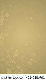 Gold Snowfall Vector Golden Background. Abstract Snow Illustration. White Holiday Banner. New Snowflake Wallpaper.