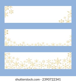 Gold Snowflake Border, Snowflake Background, Snowflake Banner, Christmas Banner. Snowflake template. Background Vector Illustration.