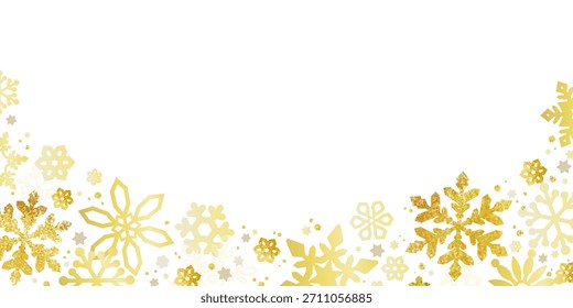 Gold Snowflake Border Background for Winter and Christmas
