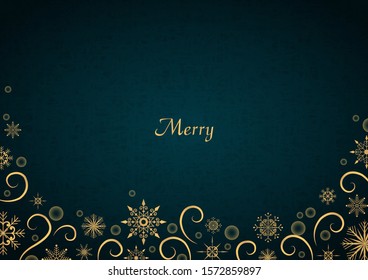 Gold snowflake with bubble on navy blue vector background for decoration on Christmas holiday season.