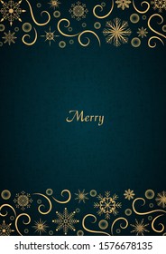 Gold snowflake with bubble on navy blue vector background for decoration on Christmas holiday season.