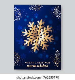 Gold snowflake Christmas Party Invitation template card