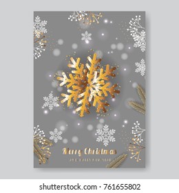 Gold snowflake Christmas Party Invitation template card