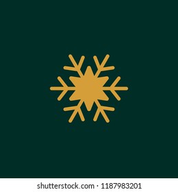 Gold snowflake flat icon. Snow pictogram. Winter symbol. Vector illustration for your design.