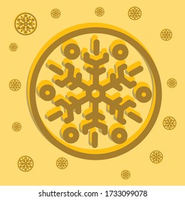 Gold Snowflake icon isolated on gold background