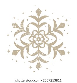 Gold snowflake illustration, vector design elements of beautiful snowflake.