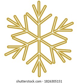 Gold snowflake, isolated on white. Vector illustration.