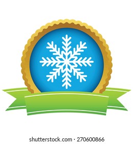 Gold snowflake logo on a white background. Vector illustration