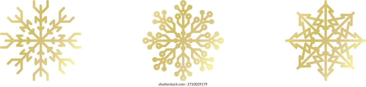 Goldene Schneeflocke einzeln. Glänzende Weihnachtsdekoration Element Vektor