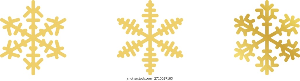 Gold snowflake set isolated. Shiny Christmas decoration element vector