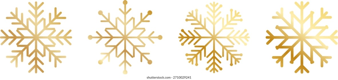Floco de neve dourado isolado. Vetor de elemento de decoração de Natal brilhante