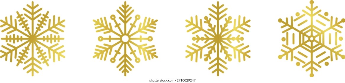 Floco de neve dourado isolado. Vetor de elemento de decoração de Natal brilhante