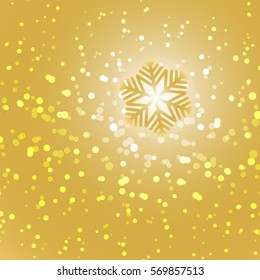 Gold snowflake and snow abstract background, stock vector