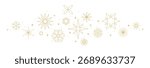 Gold snowflake, star and fireworks border, Christmas decor