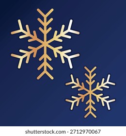 Vector de copo de nieve de oro, ícono de invierno dorado, diseño de copo de nieve de lujo, ilustración de copo de nieve metálico, adorno de oro de Navidades, gráfico de vacaciones premium y decoración de oro festivo.