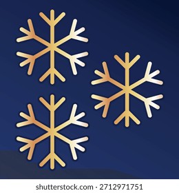 Vector de copo de nieve de oro, ícono dorado de invierno, diseño de copo de nieve de lujo, ilustración de copo de nieve metálico, ornamento de oro de Navidades, gráfico de vacaciones premium y decoración de oro festivo, invitaciones, regalo.