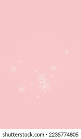 Gold Snowflake Vector Pink Background. Sky Snow Texture. Golden magic Design. Fantasy Snowfall Pattern.