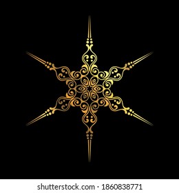 gold snowflake with vintage style. Vector christmas decoration