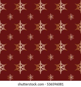 Gold snowflakes on red background