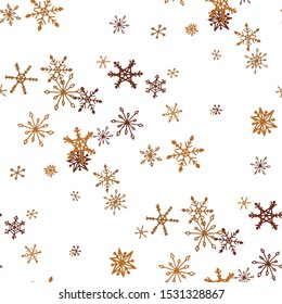 Gold Snowflakes. Seamless Christmas Pattern. Simple Snowflakes.