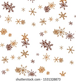 Gold Snowflakes. Seamless Christmas Pattern. Simple Snowflakes.