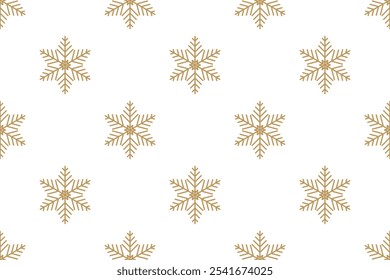 Gold Schneeflocken Nahtloses Vektormuster Verpackungspapier Textil Umhüllungspapier Serviette Winterurlaub Einfaches Design Einziger Hintergrund Dezember Stimmung Weihnachtszeit Weihnachtszeit