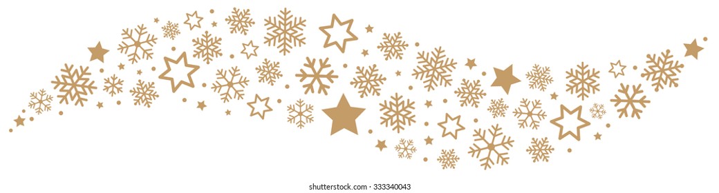 Gold Snowflakes and Stars Border