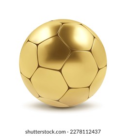 Balón de fútbol de oro aislado de fondo blanco. Vector EPS10