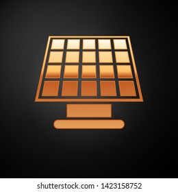 Gold Solar energy panel icon isolated on black background. Vector Illustration