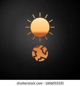 Gold Solstice icon isolated on black background.  Vector Illustration