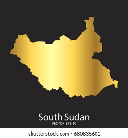 Gold South Sudan map. vector eps 10.