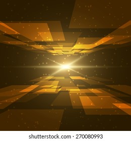 Gold space with bright star made in vector.