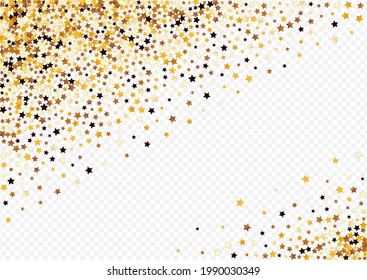 Gold Space Vector Transparent Background. Yellow Magic Shine Banner. Universe Cosmos Illustration.  Golden Decoration Star Design.