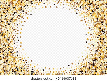 Gold Space Vector Transparent Background. Yellow Shimmer Glow Illustration. Rain Cosmos Texture.  Gilded Xmas Dust Template.