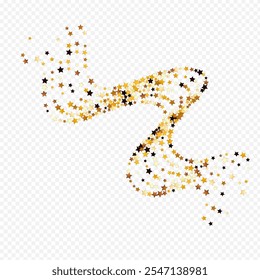 Gold Space Vector Transparent Background. Gilded Glamour Sparkle Template. Starry Magic Texture.  Sparkling Abstract Sky Illustration.