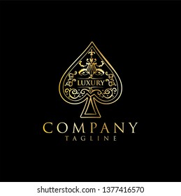 Gold Spade Luxury Logo Vector / The Heart Ace Gold Stock Vector