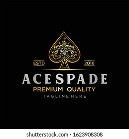 Gold Spade Luxury Logo vector. The heart ace gold stock vector