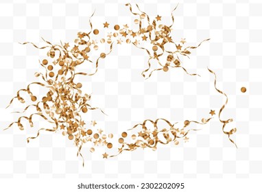 Gold Sparkle Anniversary Vector White Transparent Background. Abstract Rain Pattern. Golden Glow Golden Backdrop. Star Rich Background.