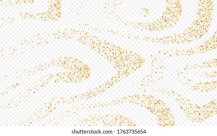 Gold Sparkle Art Transparent Background. Glamour Confetti Card. Golden Round Isolated Texture. Shine Festive Wallpaper.