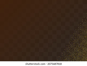 Gold Sparkle Art Vector Transparent Background. Festive Rain Pattern. Golden Dust Bright Illustration. Polka Holiday Wallpaper.