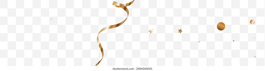 Gold Sparkle Bright Vector Panoramic Transparent Background. Light Serpentine Illustration. Golden Glow Art Invitation. Dot Golden Card.