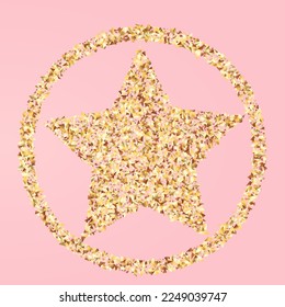 Goldener, glänzender, Vektorrosa Hintergrund. Einladung zum Papierstopfen. Golden Sequin Modern Banner. Weihnachtsillustration.