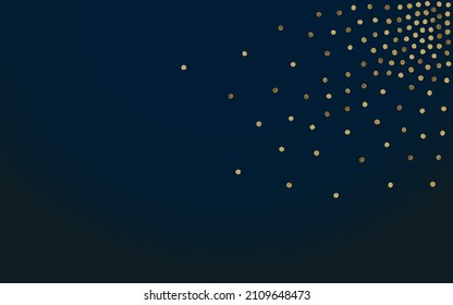 Gold Sparkle Festive Vector Black Background. Glamour Sequin Design. Yellow Round Art Card. Rain Holiday Illustration.