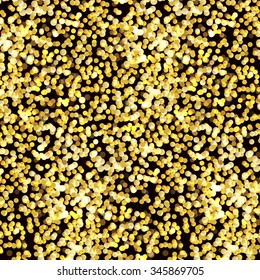 gold sparkle glitter, polka dot seamless vector background. 