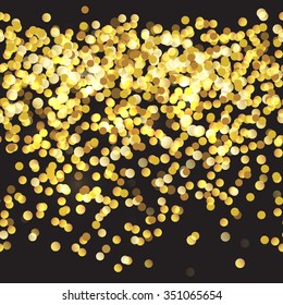 gold sparkle glitter, polka dot seamless vector background. 