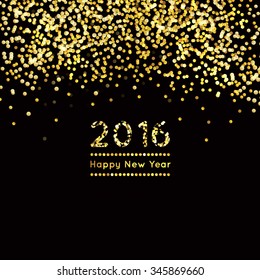 gold sparkle glitter seamless vector background, Happy New Year, 2016.