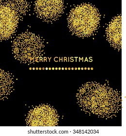 gold sparkle glitter  vector  background with  Merry Christmas greeting.